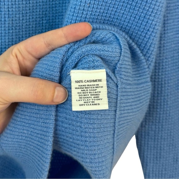 Alashan Cashmere Men's Medium Waffle-Knit Quarter-Zip Pullover Sweater Blue - Picture 4 of 8